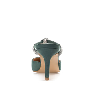 LUNNA MULE STILETTO HEELS IN FAUX SUEDE - Green