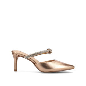 LUNNA MULE STILETTO HEELS IN FAUX SUEDE - Bronze PU