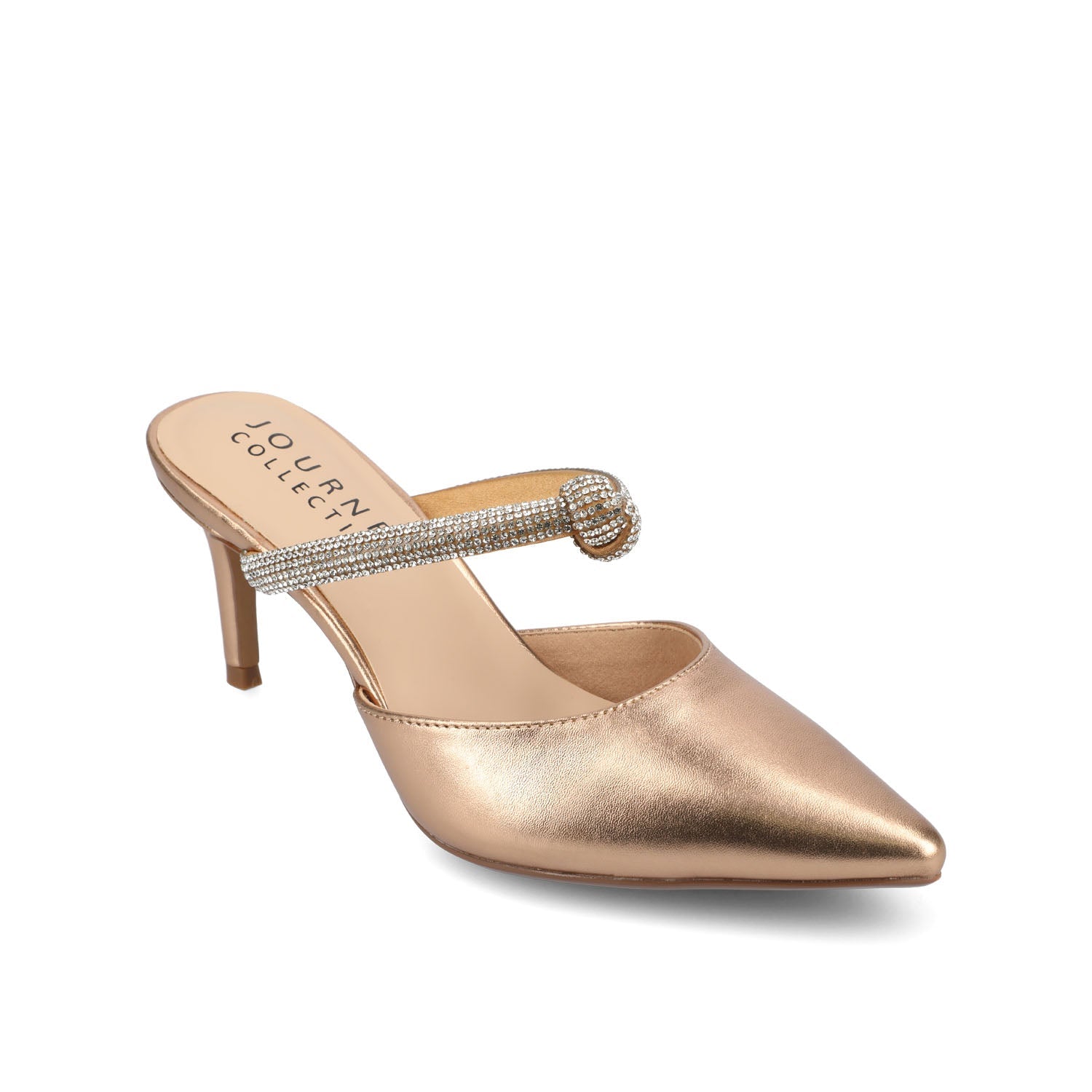 LUNNA MULE STILETTO HEELS IN FAUX SUEDE - Bronze PU