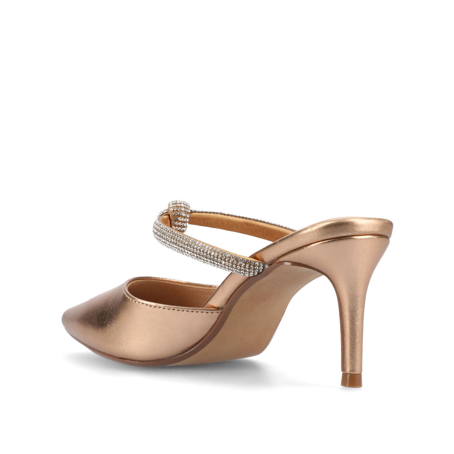 LUNNA MULE STILETTO HEELS IN FAUX SUEDE - Bronze PU