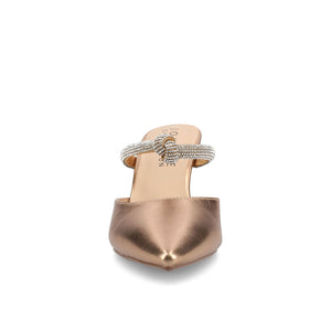 LUNNA MULE STILETTO HEELS IN FAUX SUEDE - Bronze PU