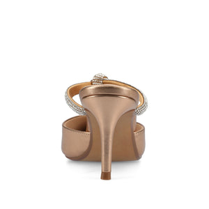 LUNNA MULE STILETTO HEELS IN FAUX SUEDE - Bronze PU