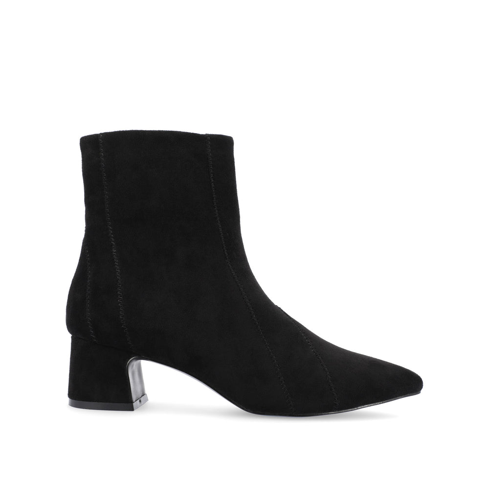 LUSINDA BLOCK HEELED BOOTIE IN FAUX SUEDE