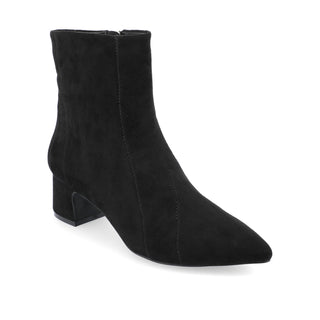 LUSINDA BLOCK HEELED BOOTIE IN FAUX SUEDE