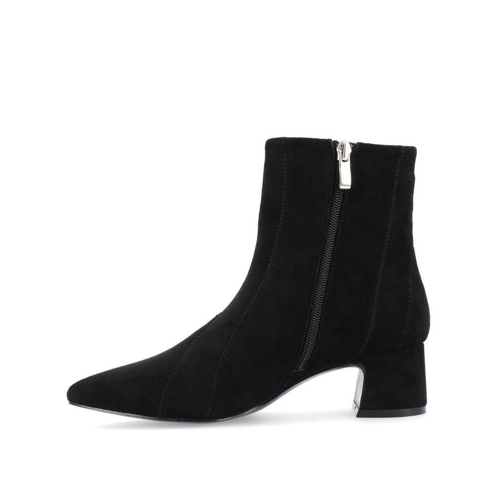 LUSINDA BLOCK HEELED BOOTIE IN FAUX SUEDE