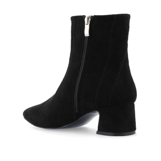 LUSINDA BLOCK HEELED BOOTIE IN FAUX SUEDE