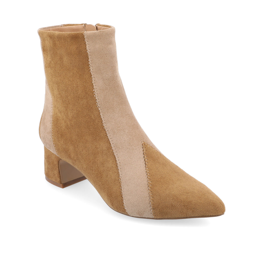 LUSINDA BLOCK HEELED BOOTIE IN FAUX SUEDE