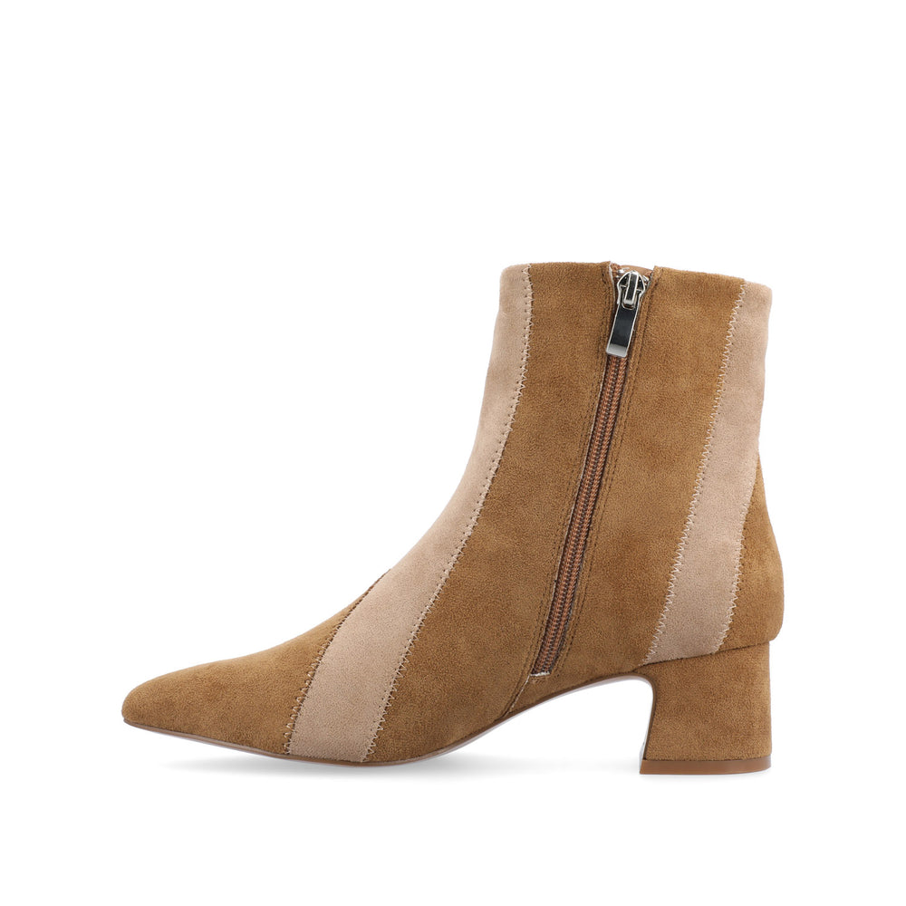 LUSINDA BLOCK HEELED BOOTIE IN FAUX SUEDE