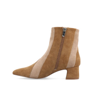 LUSINDA BLOCK HEELED BOOTIE IN FAUX SUEDE