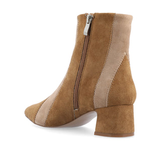 LUSINDA BLOCK HEELED BOOTIE IN FAUX SUEDE