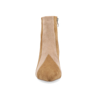 LUSINDA BLOCK HEELED BOOTIE IN FAUX SUEDE