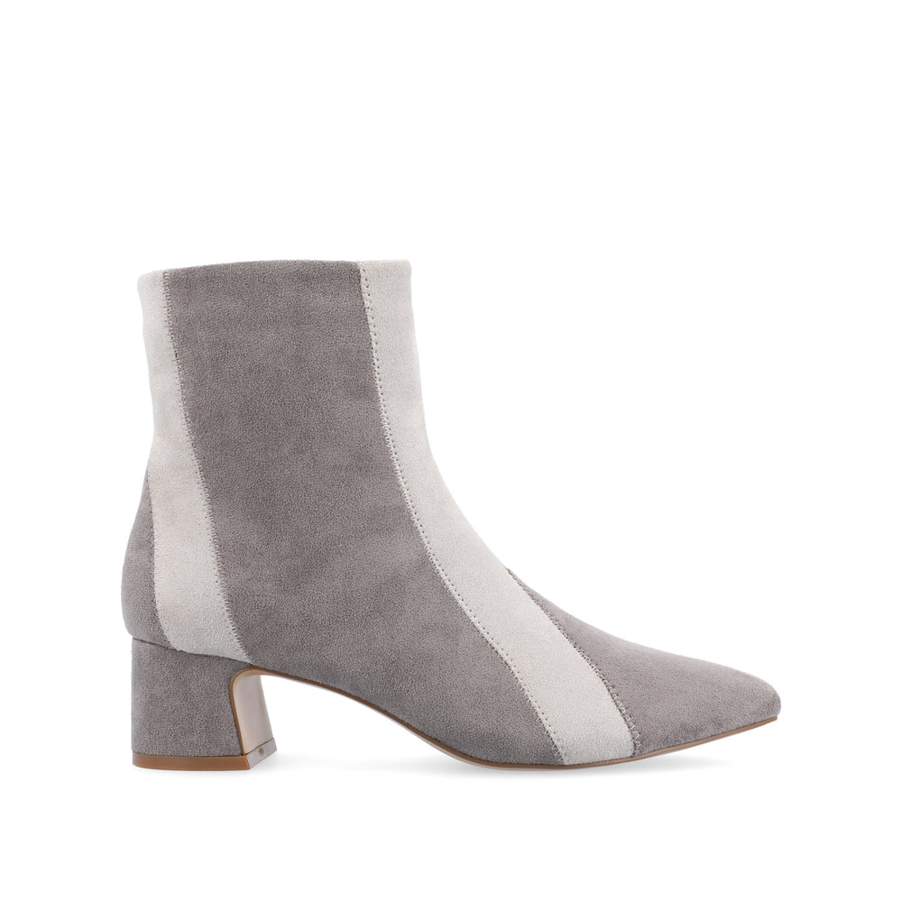 LUSINDA BLOCK HEELED BOOTIE IN FAUX SUEDE