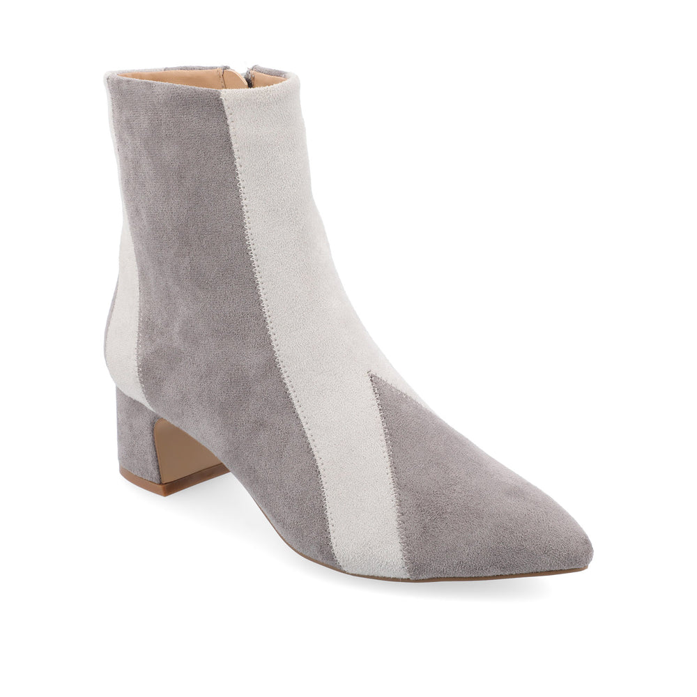 LUSINDA BLOCK HEELED BOOTIE IN FAUX SUEDE