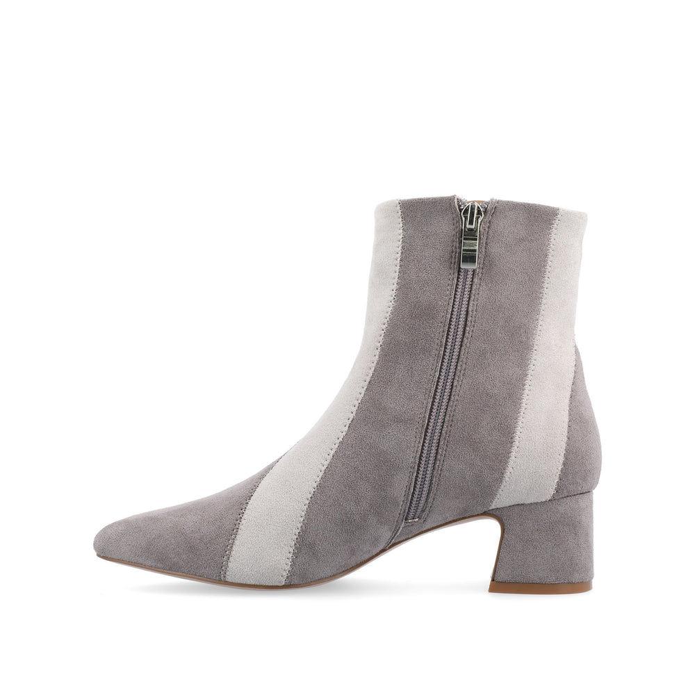 LUSINDA BLOCK HEELED BOOTIE IN FAUX SUEDE