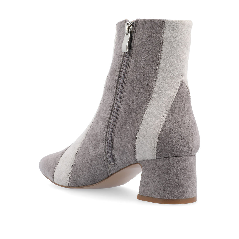 LUSINDA BLOCK HEELED BOOTIE IN FAUX SUEDE