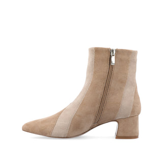 LUSINDA BLOCK HEELED BOOTIE IN FAUX SUEDE