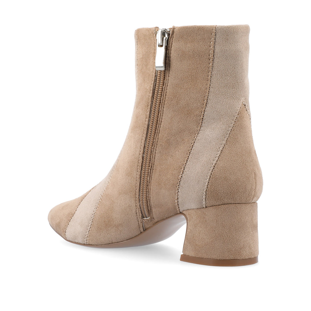 LUSINDA BLOCK HEELED BOOTIE IN FAUX SUEDE