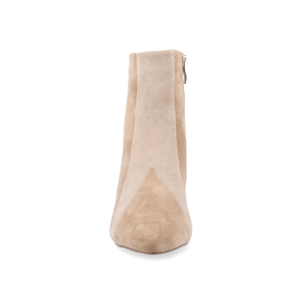 LUSINDA BLOCK HEELED BOOTIE IN FAUX SUEDE