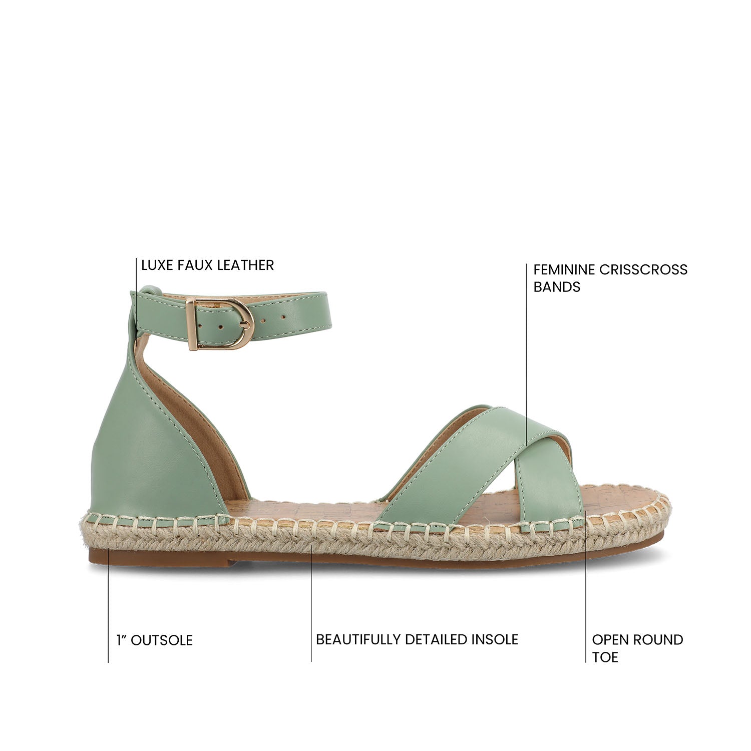 LYDDIA ESPADRILLE SANDALS IN WIDE - Green