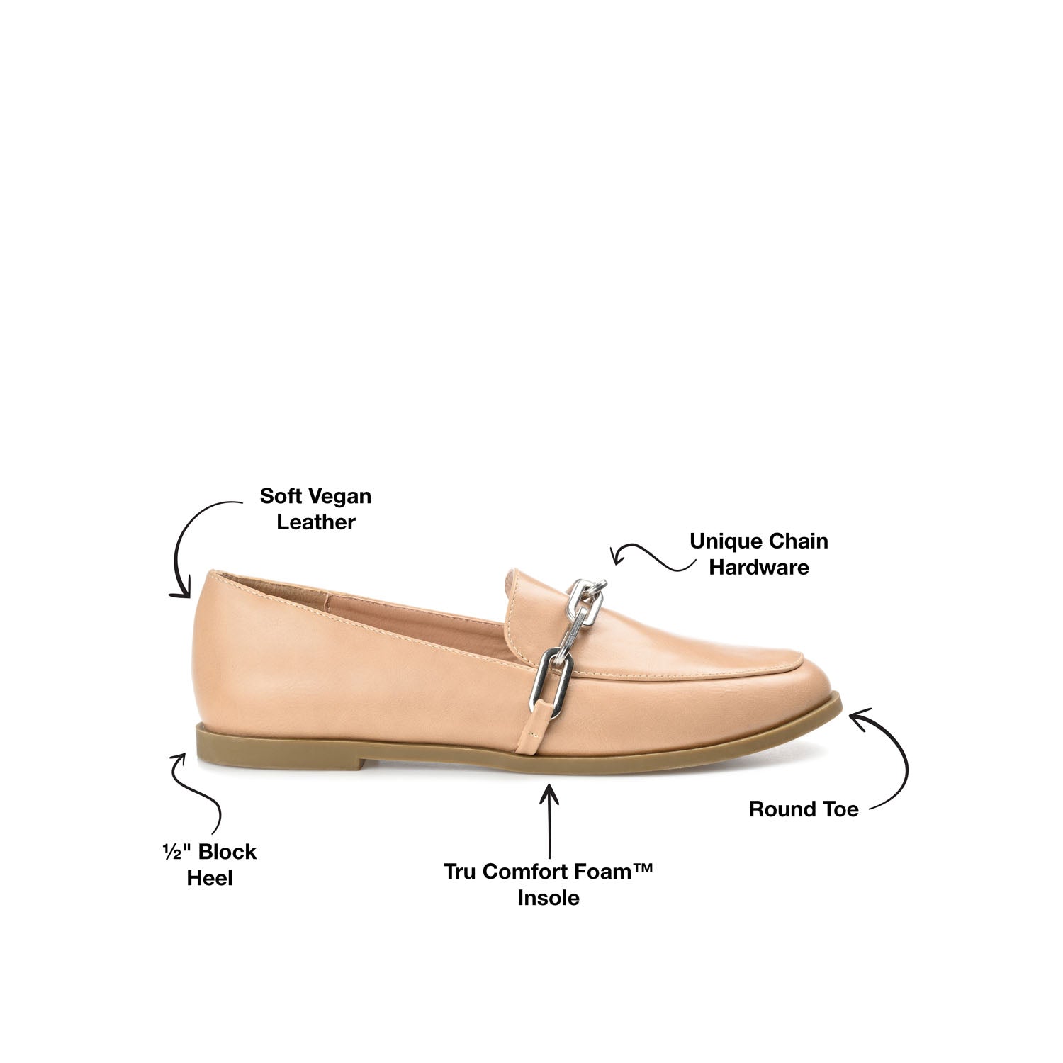 MADISON APRON TOE LOAFER IN VEGAN LEATHER - Tan