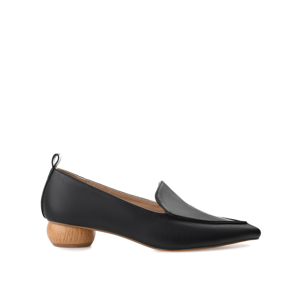 MAGGS GLOBE HEELED LOAFERS IN FAUX LEATHER