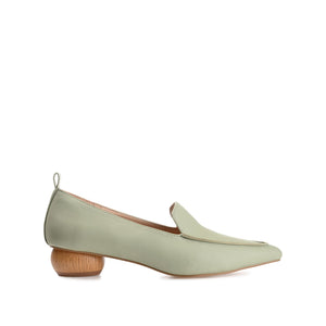 MAGGS KITTEN LOAFER FLATS IN WIDE - Sage