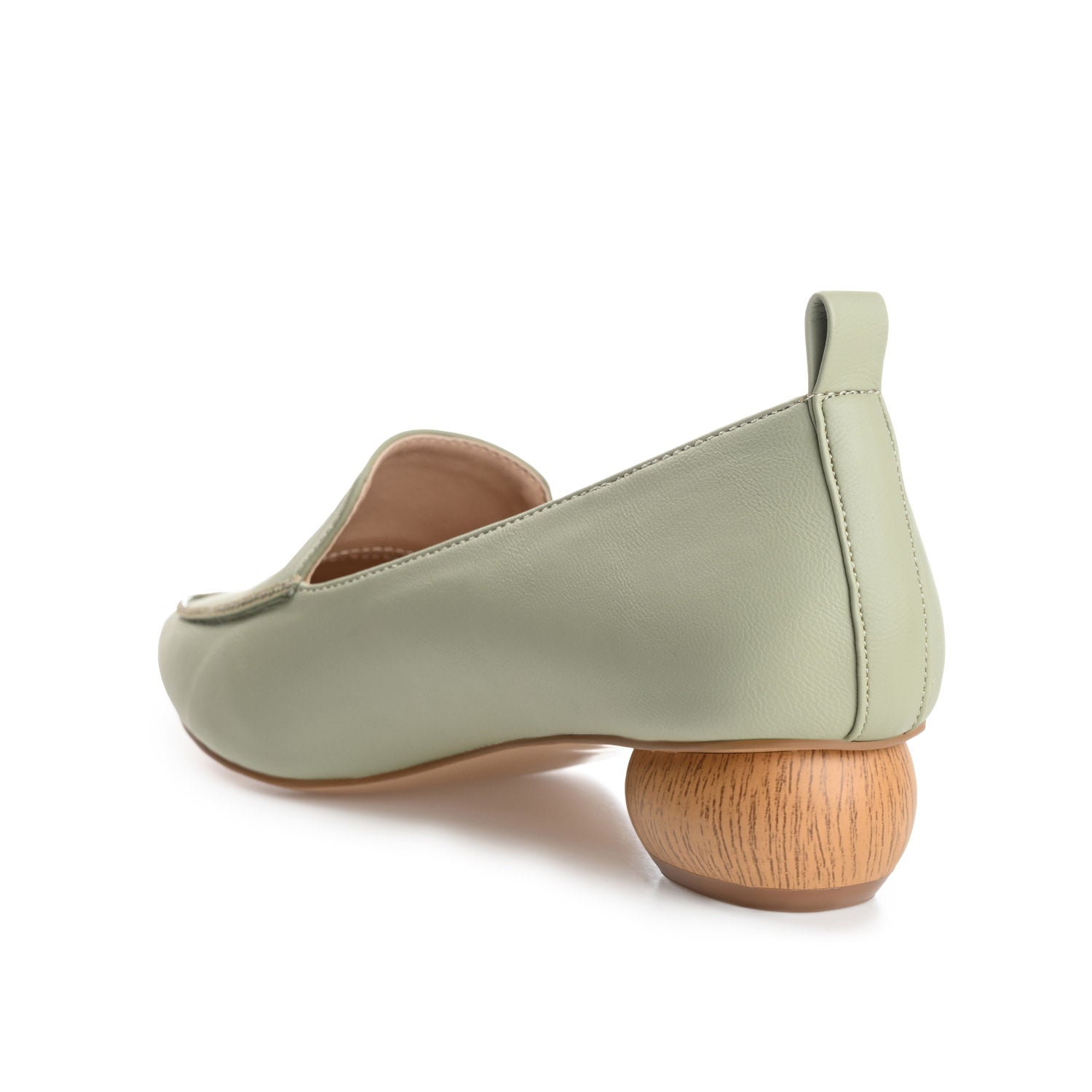 MAGGS GLOBE HEELED LOAFERS IN VEGAN LEATHER - Sage