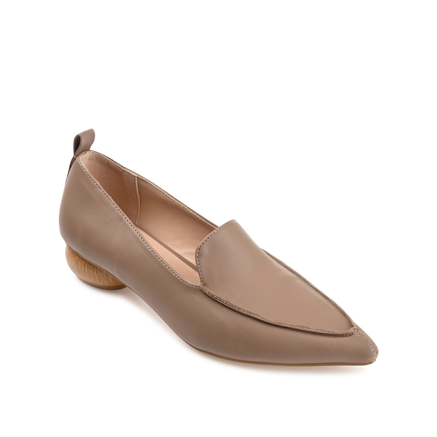 MAGGS GLOBE HEELED LOAFERS IN VEGAN LEATHER - Taupe