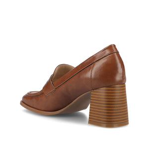 MALLEAH BLOCK HEEL LOAFERS IN WIDE - Brown PU