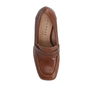 MALLEAH BLOCK HEEL LOAFERS IN WIDE - Brown PU