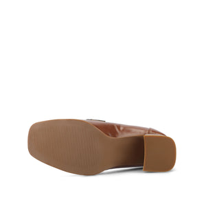 MALLEAH BLOCK HEEL LOAFERS IN WIDE - Brown PU