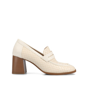 MALLEAH BLOCK HEEL LOAFERS IN WIDE - Bone Woven