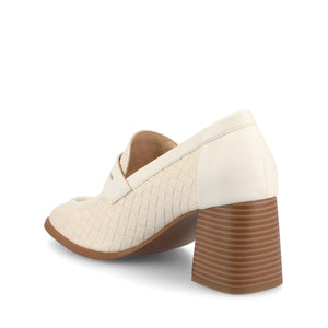 MALLEAH BLOCK HEEL LOAFERS IN WIDE - Bone Woven