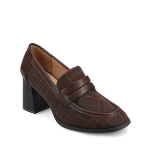 MALLEAH BLOCK HEEL LOAFERS - Brown Plaid