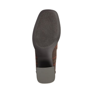MALLEAH BLOCK HEEL LOAFERS IN WIDE - Brown Plaid