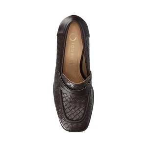 MALLEAH BLOCK HEEL LOAFERS IN WIDE - Chocolate Woven