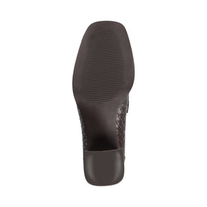 MALLEAH BLOCK HEEL LOAFERS IN WIDE - Chocolate Woven