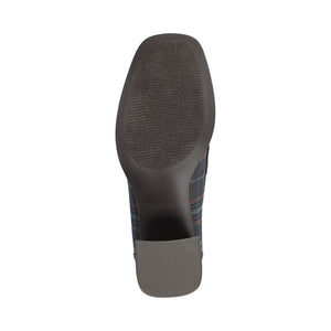 MALLEAH BLOCK HEEL LOAFERS IN WIDE - Navy Plaid