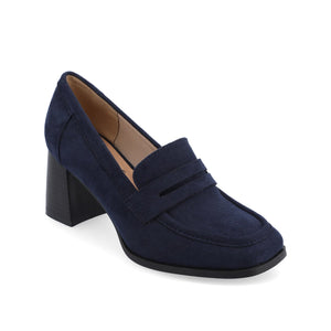 MALLEAH BLOCK HEEL LOAFERS IN WIDE - Navy Nubuck