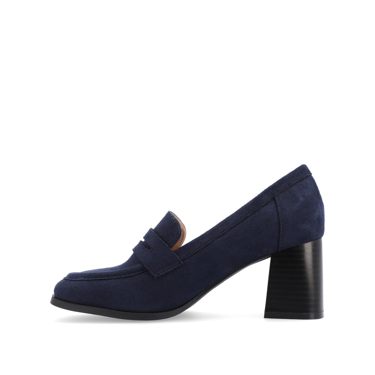 MALLEAH BLOCK HEEL LOAFERS IN WIDE - Navy Nubuck