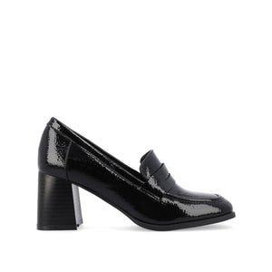 MALLEAH BLOCK HEEL LOAFERS IN WIDE - Patent Black
