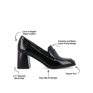 MALLEAH BLOCK HEEL LOAFERS IN WIDE - Patent Black