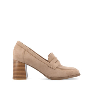 MALLEAH BLOCK HEEL LOAFERS IN WIDE - Taupe