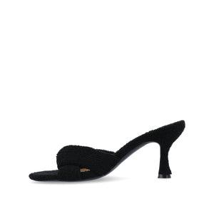 MANNON BACKLESS KITTEN HEEL IN TERRY CLOTH - Black