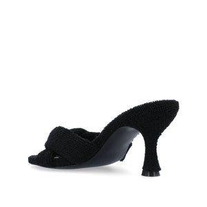 MANNON BACKLESS KITTEN HEEL IN TERRY CLOTH - Black