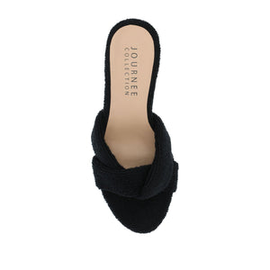 MANNON BACKLESS KITTEN HEEL IN TERRY CLOTH - Black
