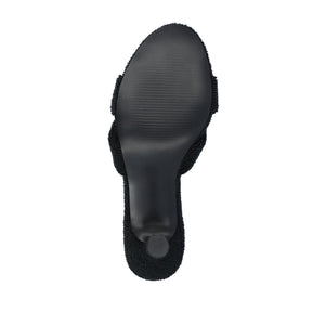 MANNON BACKLESS KITTEN HEEL IN TERRY CLOTH - Black