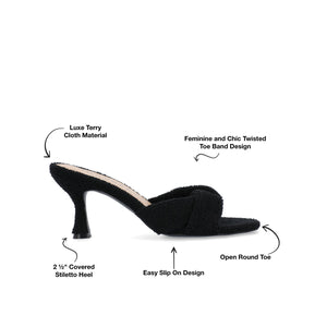 MANNON BACKLESS KITTEN HEEL IN TERRY CLOTH - Black