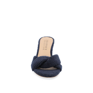 MANNON BACKLESS KITTEN HEEL IN TERRY CLOTH