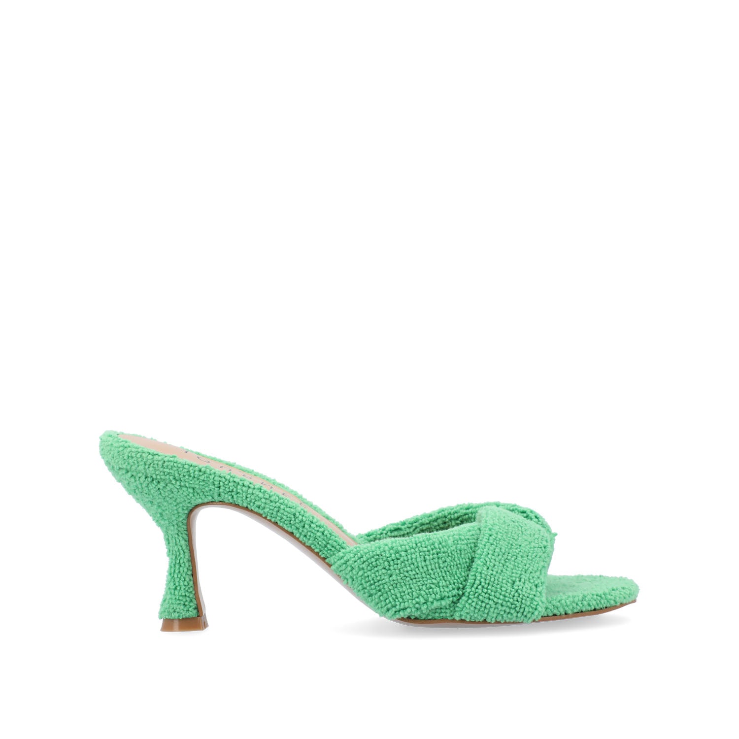 MANNON BACKLESS KITTEN HEEL IN TERRY CLOTH - Green